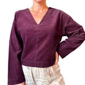 Madewell NWT Waffle-Knit Corduroy Relaxed V-Neck Top Blouse Shirt